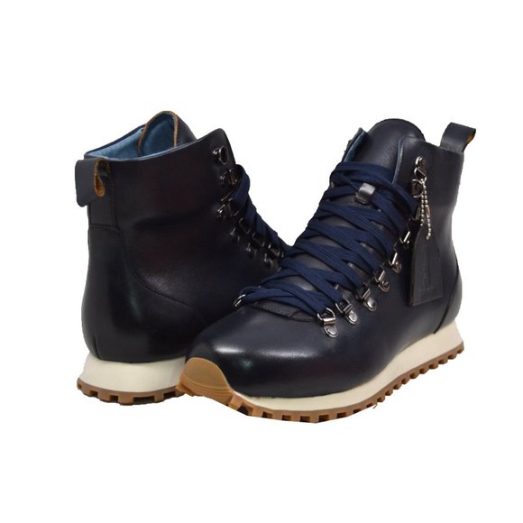 British Walkers Alpine GT Men's Leather and Suede High Top Hiking Boots Navy - Picture 1 of 5